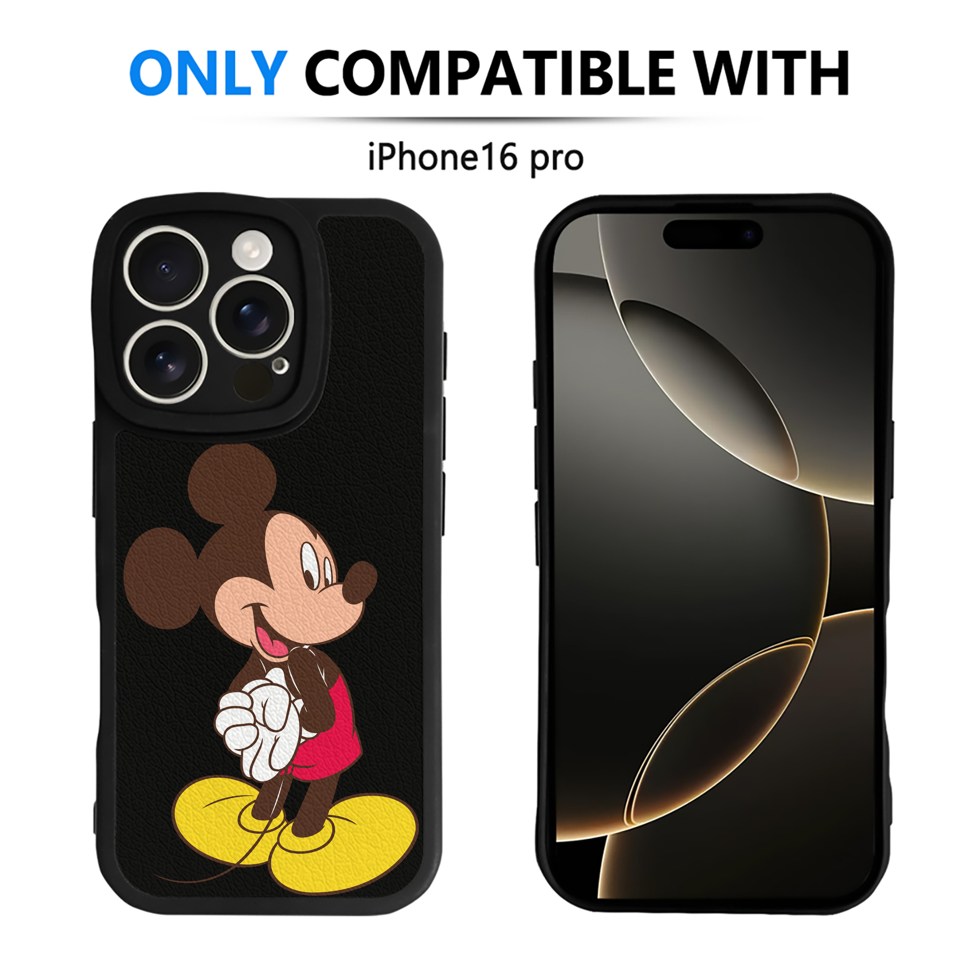 （画像用） ミッキーマウス Mickey Mouse 【iPhone 16シリーズ対応】シリコンスマホケース（レザー調） 材質：シリコン